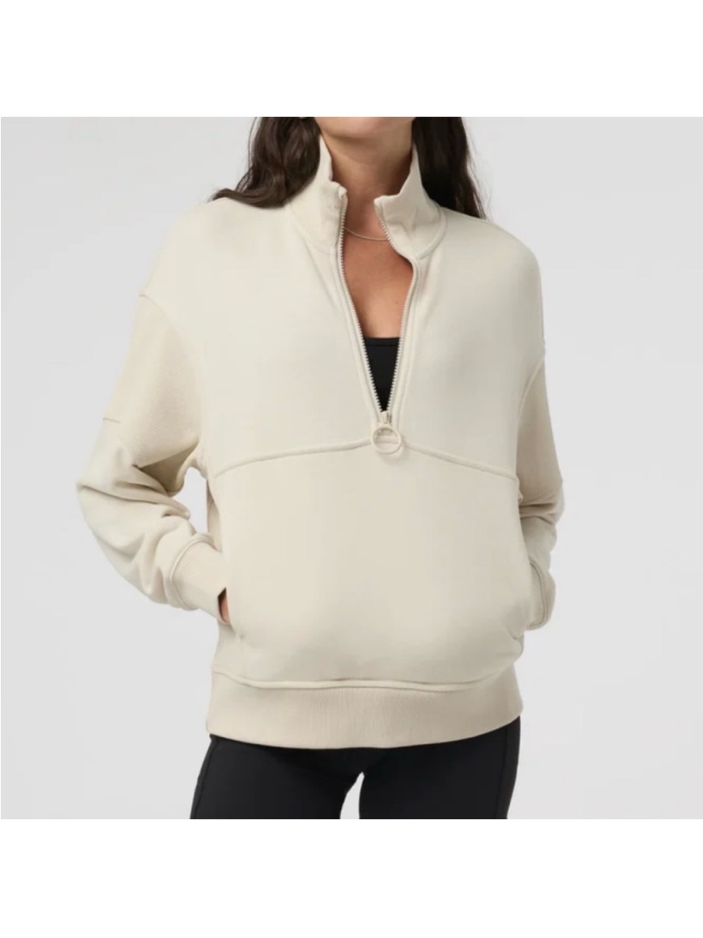 Vuori Cream Half-Zip Mock Neck Pullover